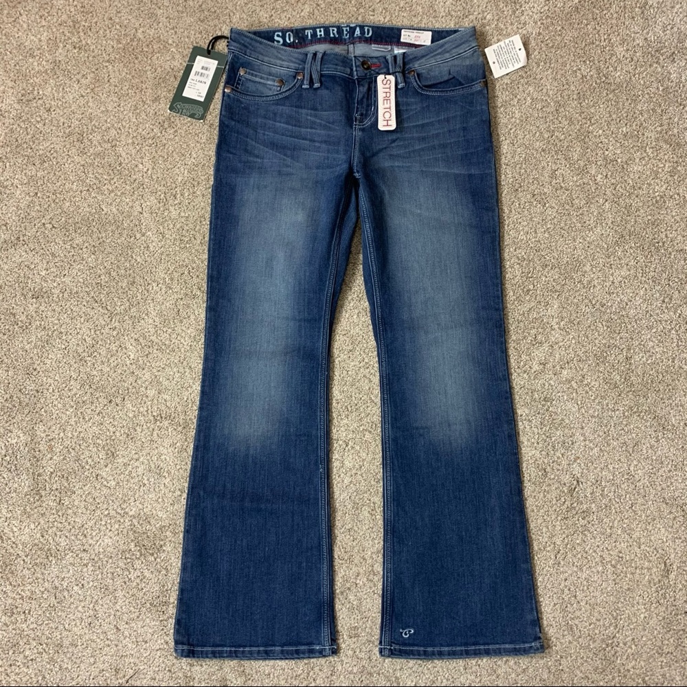 Nwt! SOUTHERN THREAD Indigo Blue BOOT CUT Mid Rise SLIM FIT Denim JEANS  30 S